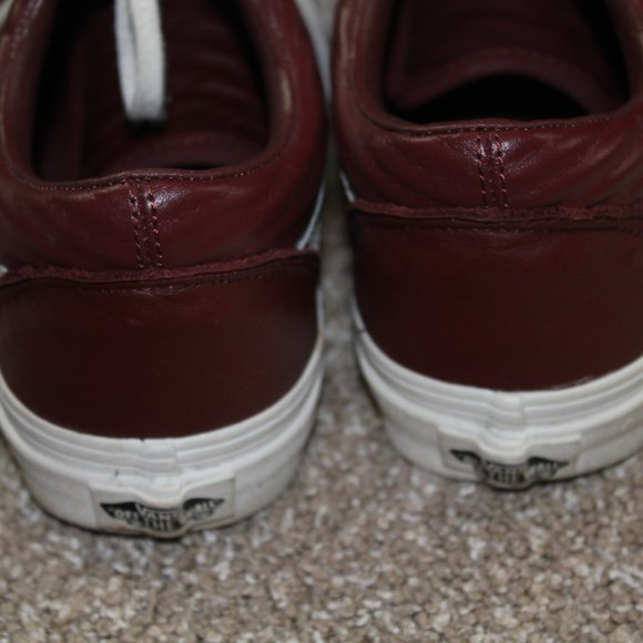 Vans Old Skool Moto Leather Maroon Skate Sneakers Shoe Size Womens 7 Mens 5.5 - Picture 8 of 12